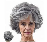 Old Lady Wig, 5.9 Inch Natural Looking Light Grey Grandma Wig, Breathable High Temperature Silk Fake Hair for Women