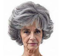 Old Lady Wig, 5.9 Inch Natural Looking Light Grey Grandma Wig, Breathable High Temperature Silk Hair for Women