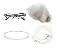 Old Lady Wig Costume Set Granny Wig for Women's Halloween Dress Up Style A