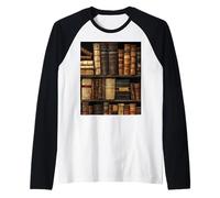 Old Leather-Bound Books Cozy Library Raglan Baseball Tee