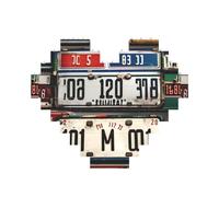 Old License Plate Print 3D Jigsaw Art Brick Puzzle Heart-Shaped Desk Decor Building Blocks 30 pieces DIY Gift