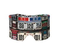Old License Plate Print Sleep Eye and Ear Muffs Mask - Adjustable Yoga Travel Headband, Keep Warm Shading Comfortable Aid