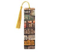 Old License Plate Printed Metal Bookmarks M - Gold Lightweight Aluminium Book Marker for Books, Journals & Gifts, Ideal Book Lovers, Holiday Decor & Crafts