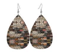 Old License Plate Printed Teardrop Pendant Leather Earrings | Lightweight and Versatile Earrings | Suitable for Daily Commute and Date Wear