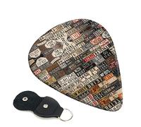 Old License Plate Set Of 6 Guitar Plectrums For Acoustic Guitar, Electric Guitar, Bass, Ukulele - Thin, Medium And Thick.