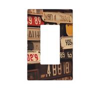 Old License Plate Wall Plate Cover 1 Gang Light Switch Cover Decorative Single Duplex Wall Plates Standard Size Decorator Blank Electrical Switch Plate Cover for Electrical Outlets