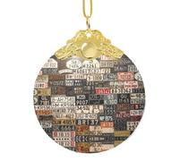 Old License Plate Xmas Ornament, Hanging Ornaments For Christmas Tree Holiday Decor Creative Gifts