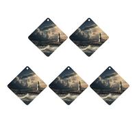 Old Lighthouse By The Sea Car Air Freshener Hanging Incense Chips 5 Pack Automotive Scented Hanging Sheets for Car Home Auto Interior Decor Rhombus,black-style