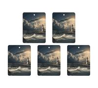 Old Lighthouse By The Sea Car Air Freshener Hanging Incense Chips 5 Pack Automotive Scented Hanging Sheets for Car Home Auto Interior Decor Square,gray-style