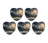 Old Lighthouse By The Sea Car Air Freshener Hanging Incense Chips 5 Pack Automotive Scented Hanging Sheets for Car Home Auto Interior Decor Love Form,gray-style