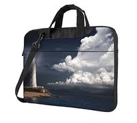 Old Lighthouse By The Sea Printed Laptop Bag Shoulder Messenger Bag Case Sleeve Portable Laptop Case Crossbody Briefcase, Black, 15.6 inch