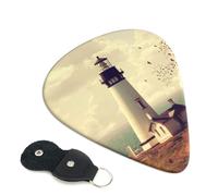 Old Lighthouse Guitar Plectrums, 6 Guitar Plectrums, Printed on both sides for Electric Guitar Bass Ukulele (0.46 mm 0.71 mm 0.96 mm)