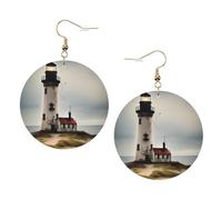 Old Lighthouse-Standard-Scale-2_00x Trendy Leather Earrings For Women Dangle 1 Pair Lightweight Printed Piercing Earrings Jewelry Gifts For Women Girls