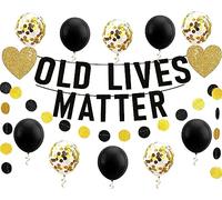 Old Lives Matter Banner Glitter Circle Dot Birthday Party Bunting Balloons | 30th 40th 50h 60th 70th 80th Garland Paper Photobooth Backdrop Prop Gift Wall Room Indoor Outdoor Hanging Decoration Kit