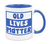 Old Lives Matter Mug - Funny Novelty Gift Silly Present Mug Birthday Christmas for Mum Dad Friend Sister Brother Grandparents for Man Woman Secret Santa Work Quotes (Blue)