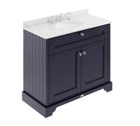 Hudson Reed Old London Twilight Blue 1000mm White Marble & 3TH Bas