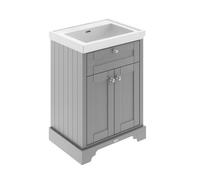 Old London Floor Standing 2 Door Vanity Unit & 0 Tap Hole Fireclay Basin, 600Mm - Storm Grey