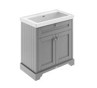 Old London Floor Standing 2 Door Vanity Unit & 0 Tap Hole Fireclay Basin, 800Mm - Storm Grey