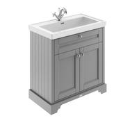 Old London Floor Standing 2 Door Vanity Unit & 1 Tap Hole Fireclay Basin, 800Mm - Storm Grey