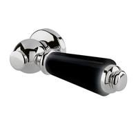 Old London and Black Ceramic Cistern Flush Lever | Chrome | Brass | 99mm x 32mm x 165mm