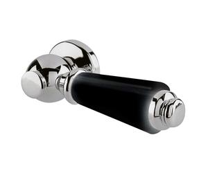 Old London and Black Ceramic Cistern Flush Lever | Chrome | Brass | 99mm x 32mm x 165mm