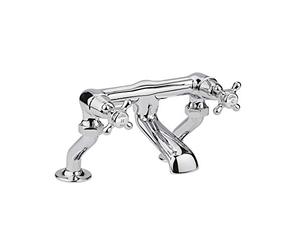 Old London BC303DX Topaz | Traditional Bathroom Deck Mounted Bath Filler with Crosshead Handles and Domed Collars, 187mm x 262mm, Chrome/White