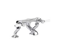 Old London BC303HL Topaz | Traditional Bathroom Deck Mounted Bath Filler with Lever Handles and Hexagonal Collars, 175mm x 338mm, Chrome/White