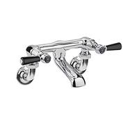 Old London BC403DLWM Topaz | Traditional Bathroom Wall Mounted Bath Filler with Lever Handles and Domed Collars, 142mm x 338mm, Chrome/Black