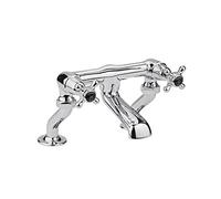Old London BC403DX Topaz | Traditional Bathroom Deck Mounted Bath Filler with Crosshead Handles and Domed Collars, 187mm x 262mm, Chrome/Black