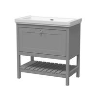 Old London Bexley Matt Single Drawer Vanity Unit and Classique Fireclay Basin | Cool Grey | MDF | 800mm