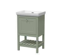 Old London Bexley Matt Single Drawer Vanity Unit and Classique Fireclay Basin | Fern Green | MDF | 500mm