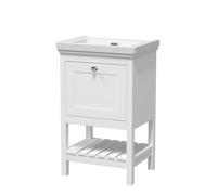Old London Bexley Matt Single Drawer Vanity Unit and Classique Fireclay Basin | Pure White | MDF | 500mm