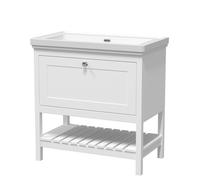 Old London Bexley Matt Single Drawer Vanity Unit and Classique Fireclay Basin | Pure White | MDF | 800mm