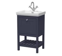 Old London Bexley Matt Single Drawer Vanity Unit and Fireclay Basin | Indigo Blue | MDF | 500mm