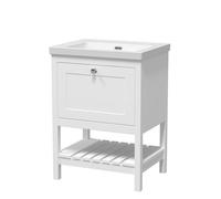 Old London Bexley Matt Single Drawer Vanity Unit and Minimalist Fireclay Basin | Pure White | MDF | 600mm