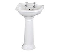 Old London Chancery Basin and Full Pedestal | White | Ceramic | 380mm