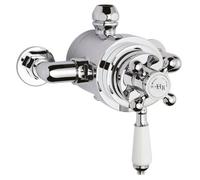 Old London Exposed Dual Shower Valve With Topaz Leverand Crosshead Handle, Thermostatic Bath Shower Mixer In Chrome Finish