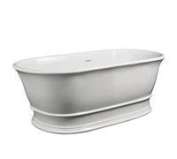 Old London Farringdon Oval Freestanding Bath Tub With Push Button Waste, Durable Acrylic Designer Bathtub In White, 1555X740mm