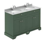 Old London Floor Standing Vanity Unit With Double Basin 1 Tap Hole And Grey Marble Top