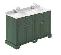 Old London Floor Standing Vanity Unit With Double Basin 1 Tap Hole And White Marble Top