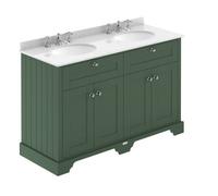 Old London Floor Standing Vanity Unit With Double Basin 3 Tap Holes And White Marble Top