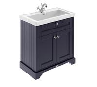 Old London Floor Standing Vanity Unit With Fireclay Basin 1 Tap Hole, Durable 2 Soft Close Doors With Shelf & Handles