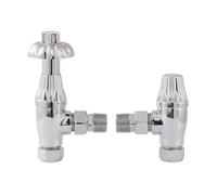 Old London Knightsbridge Angled Thermostatic Radiator Valve and Lockshield | Chrome | Steel