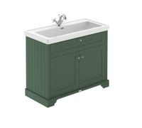 Old London Matt 2 Door Vanity Unit and Classic Fireclay Basin | Hunter Green | MDF | 1000mm