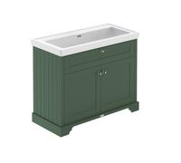 Old London Matt 2 Door Vanity Unit and Classic Fireclay Basin | Hunter Green | MDF | 1000mm