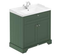 Old London Matt 2 Door Vanity Unit and Edwardian Basin | Hunter Green | MDF | 800mm