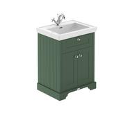 Old London Matt 2 Door Vanity Unit and Minimalist Fireclay Basin | Hunter Green | MDF | 600mm