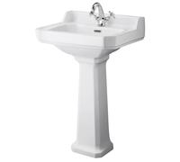 Old London Richmond Basin and Comfort Height Pedestal | White | Ceramic | 560mm