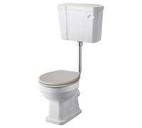 Old London Richmond Comfort Height Toilet Pan and Low Level Cistern with Flush Pipe Pack | White | Ceramic | 470mm x 1041mm x 660mm