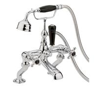 Hudson Reed Topaz Black Crosshead Hexagonal Collar Bath Shower Mixer T